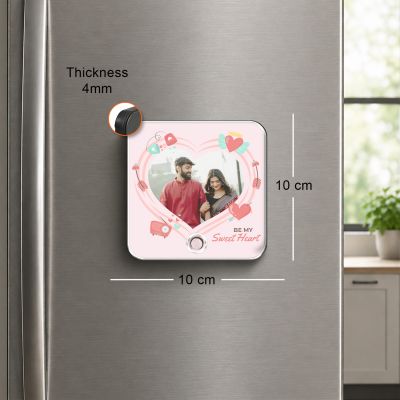 Customisable Musical Fridge Magnetic Photo Frame with Custom Song and Text Heart Theme Romantic Gift Unique Anniversary, Birthday & Valentine’s Day Gift for Couples